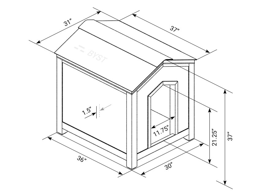 Measurement drawing for BYST's dog house